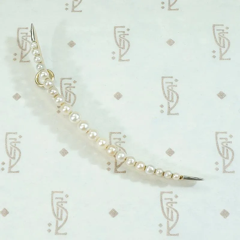 Lovely Pearl-Set Gold Crescent Pendant