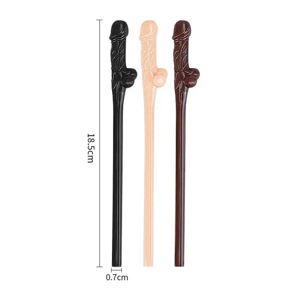 Lovetoy Black Brown and Pink Pack of 9 Realistic Willy Straws