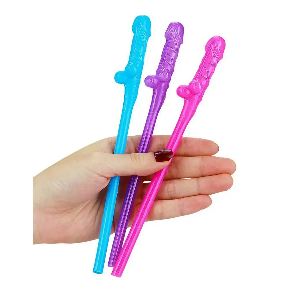 Lovetoy Blue Pink and Purple Pack of 9 Realistic Willy Straws