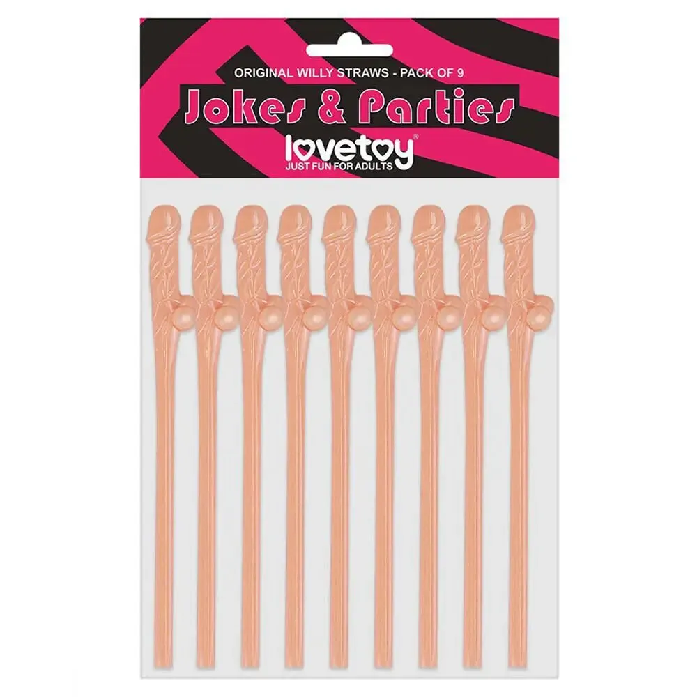 Lovetoy Flesh Pink Pack of 9 Realistic Willy Straws