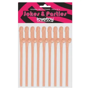 Lovetoy Flesh Pink Pack of 9 Realistic Willy Straws