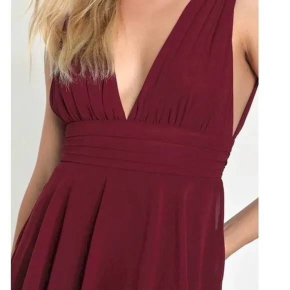 Lulus Black Amazing Evening Burgundy Tiered Maxi Dress Size XS NWOT