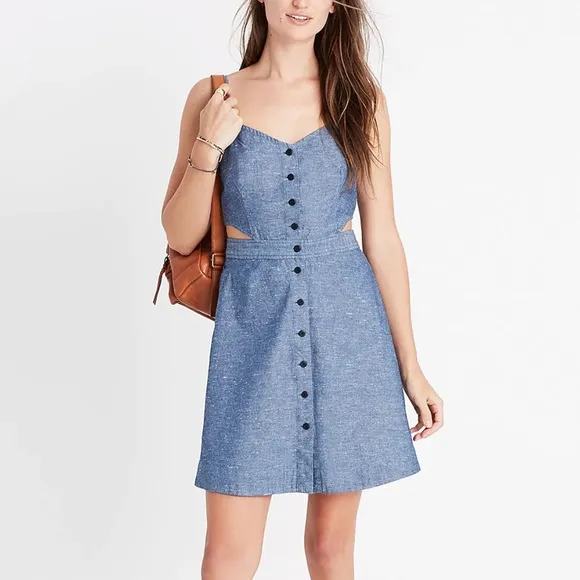 Madewell Chambray Cutout Cami Mini Dress size 2