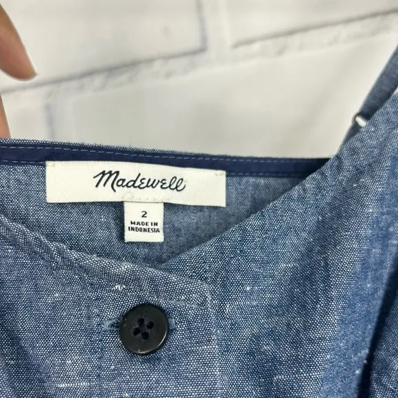 Madewell Chambray Cutout Cami Mini Dress size 2