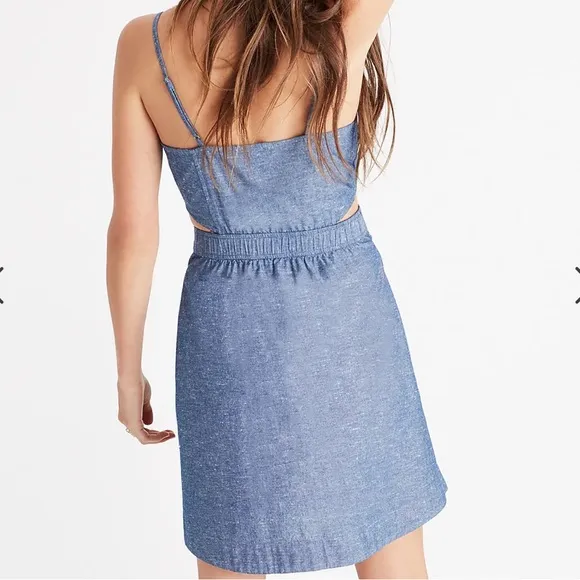 Madewell Chambray Cutout Cami Mini Dress size 2