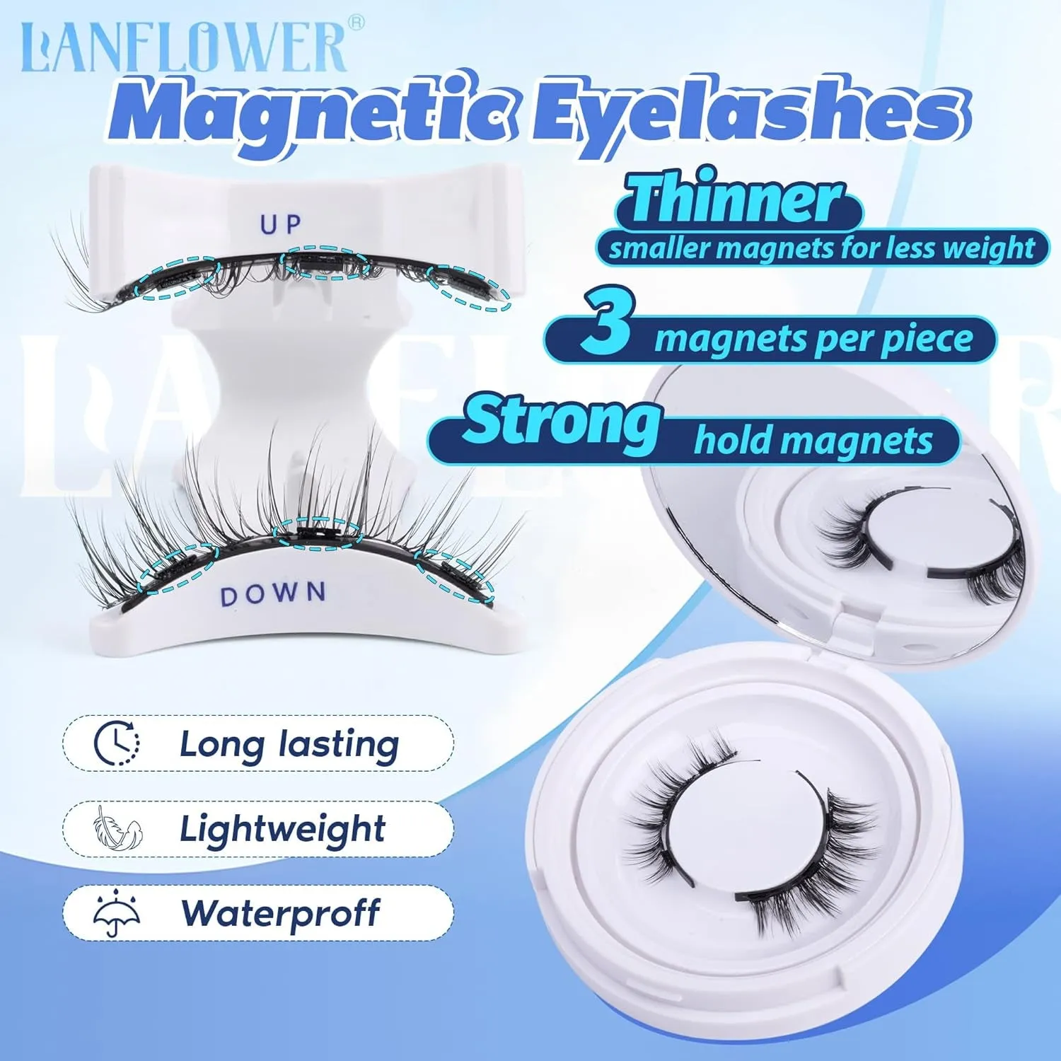 Magnetic Eyelashes without Eyeliner Reusable Magnetic Lashes Kit Natural Look Magnetic Eyelashes with Applicator No Glue Needed Magnetic Lashes with Magnets Cat Eye False Eyelashes by