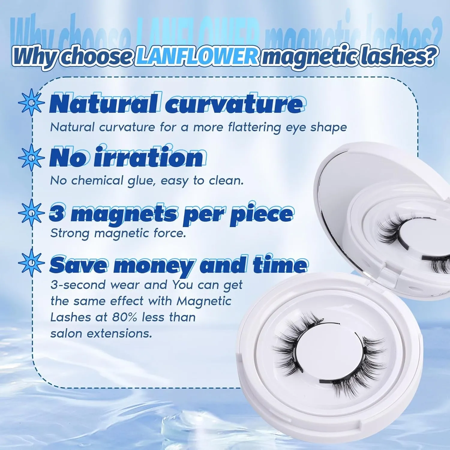 Magnetic Eyelashes without Eyeliner Reusable Magnetic Lashes Kit Natural Look Magnetic Eyelashes with Applicator No Glue Needed Magnetic Lashes with Magnets Cat Eye False Eyelashes by