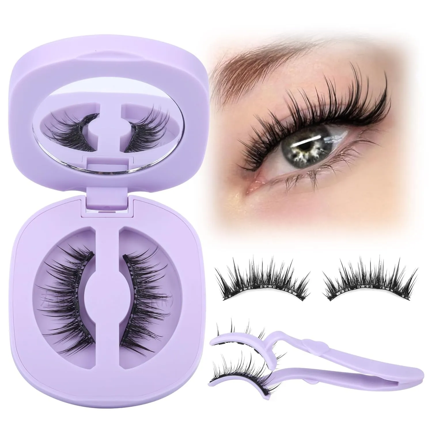 Magnetic Eyelashes without Eyeliner Reusable Magnetic Lashes Kit Natural Look Magnetic Eyelashes with Applicator No Glue Needed Magnetic Lashes with Magnets Cat Eye False Eyelashes by