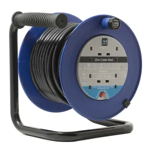 Masterplug LDCC2513/4BLRCD 4 Socket 25m 13A Medium Open Reel with RCD - Blue