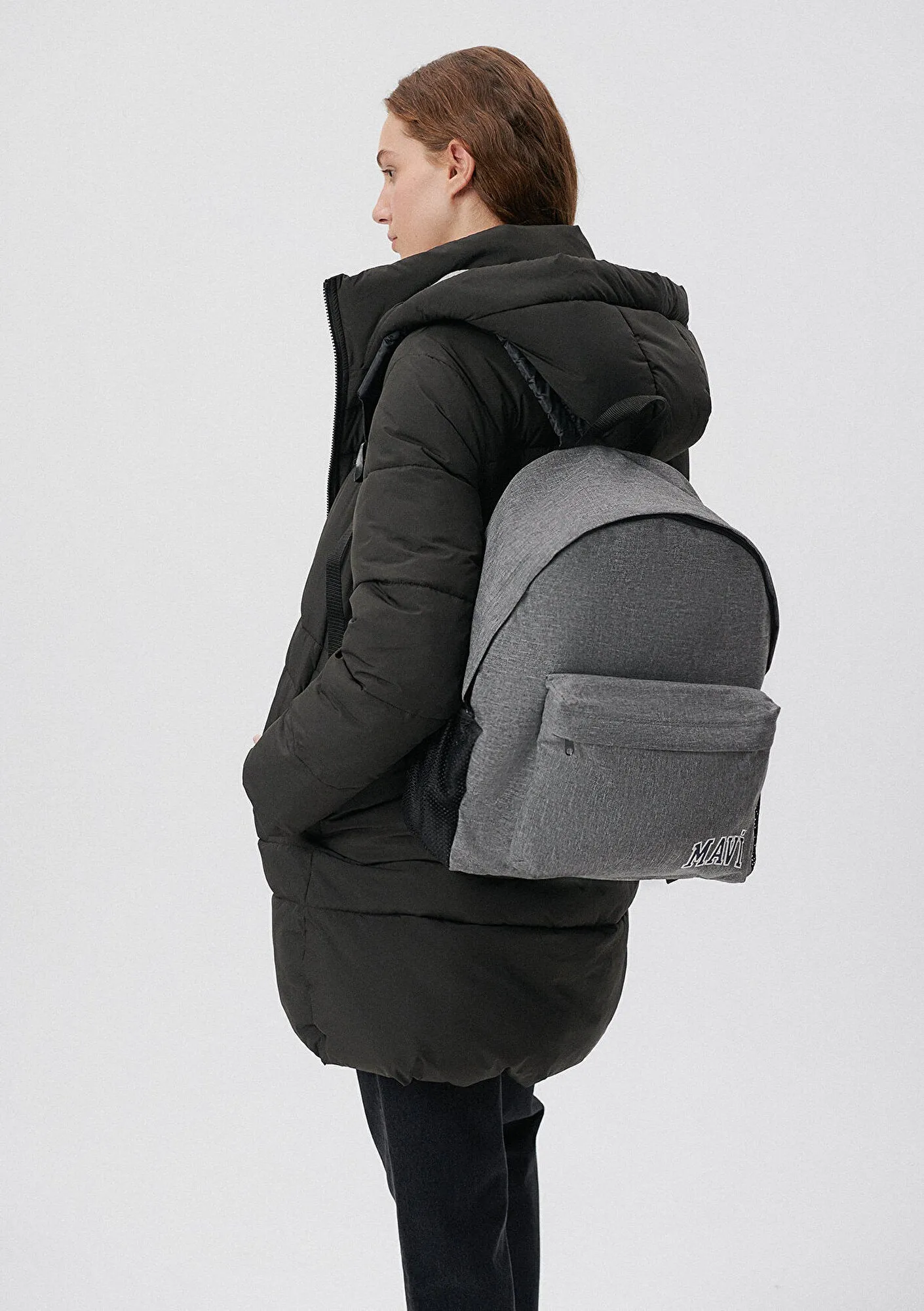 Mavi Logo Printed Grey Backpack