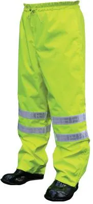 MCR Safety Pro Grade Rain Pants, Polyester/Polyurethane, Hi-Viz Lime, 3X-Large, 598RPWX3