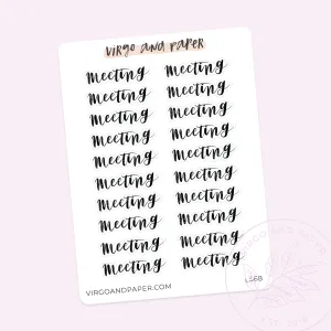 Meeting Hand Lettered Script Stickers