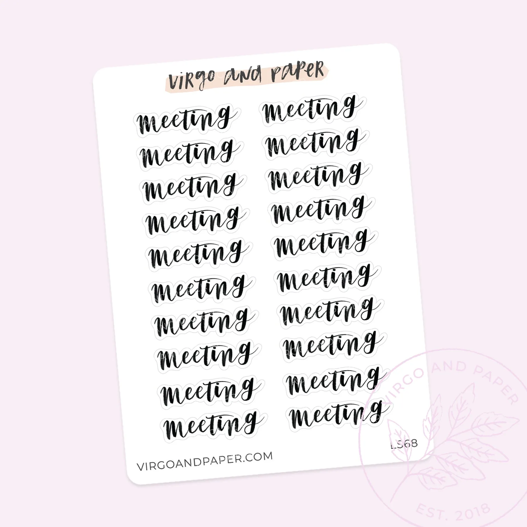Meeting Hand Lettered Script Stickers