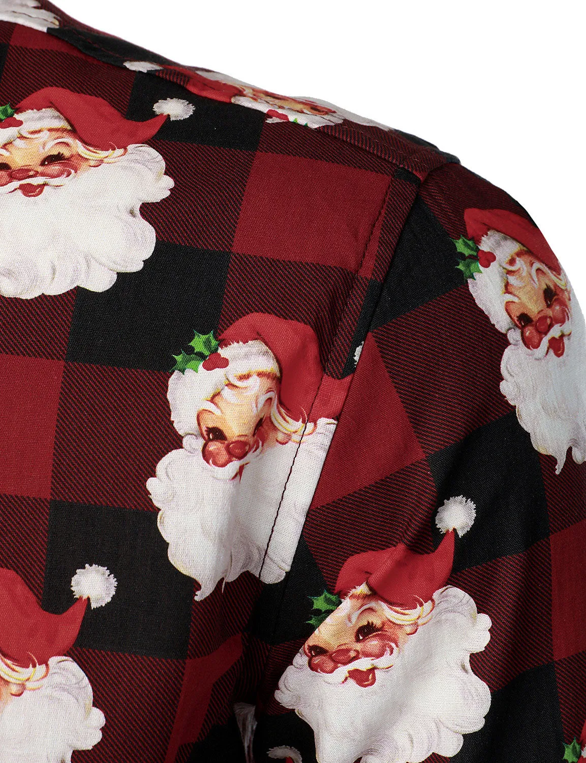Men's Long Sleeve Red Christmas Check Cotton Shirt