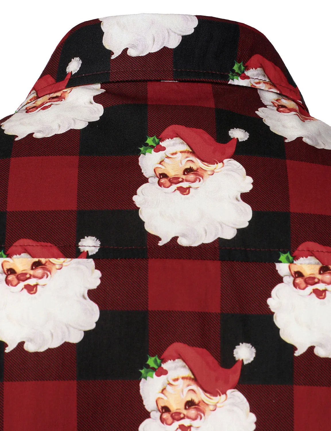Men's Long Sleeve Red Christmas Check Cotton Shirt