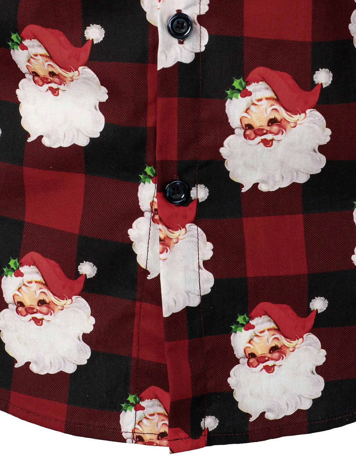 Men's Long Sleeve Red Christmas Check Cotton Shirt