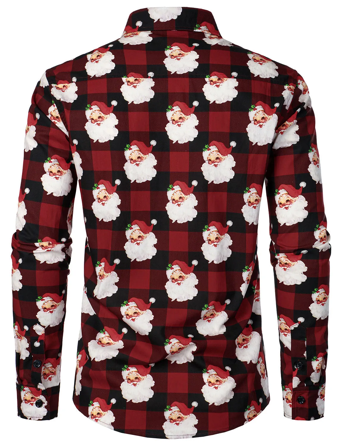 Men's Long Sleeve Red Christmas Check Cotton Shirt