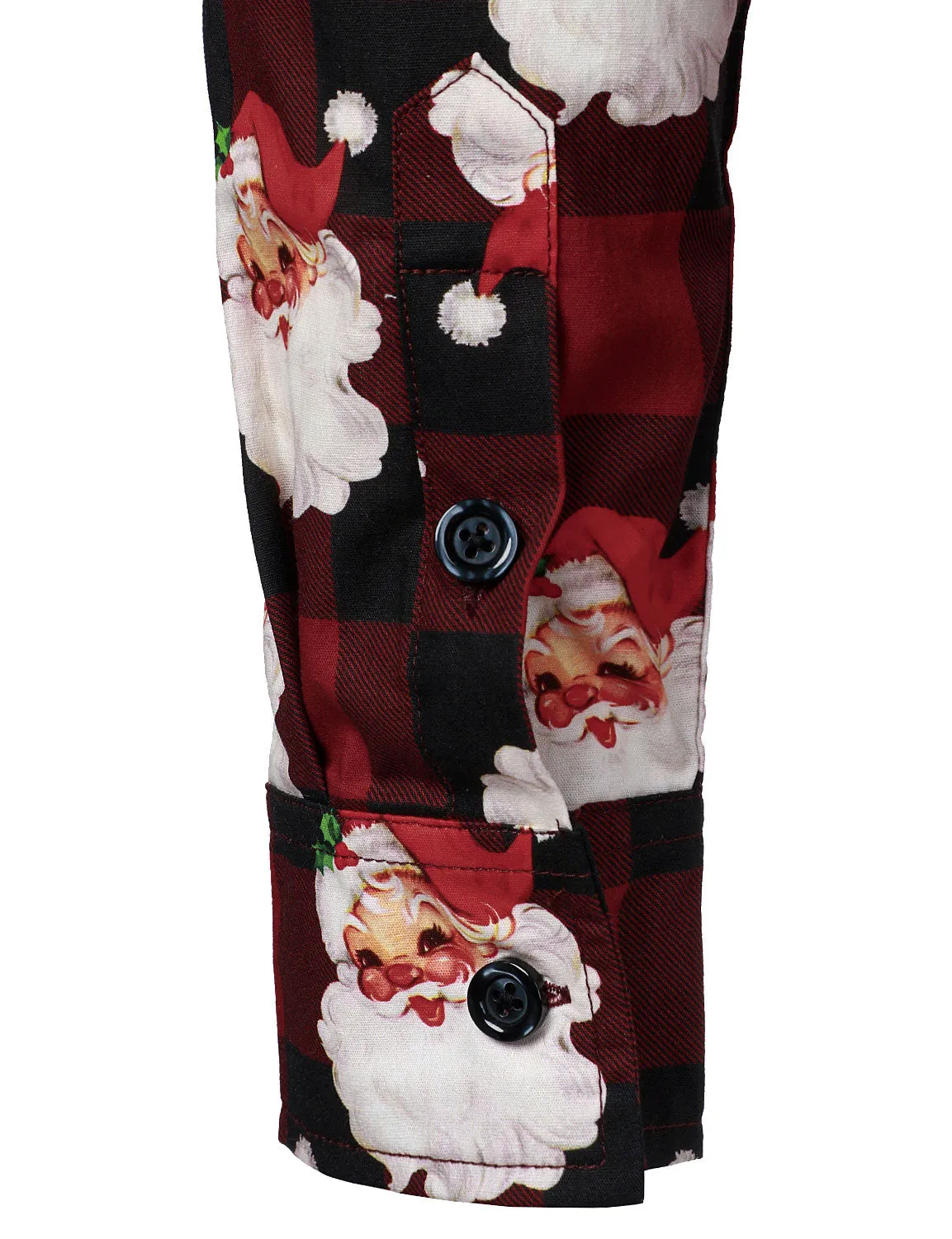 Men's Long Sleeve Red Christmas Check Cotton Shirt