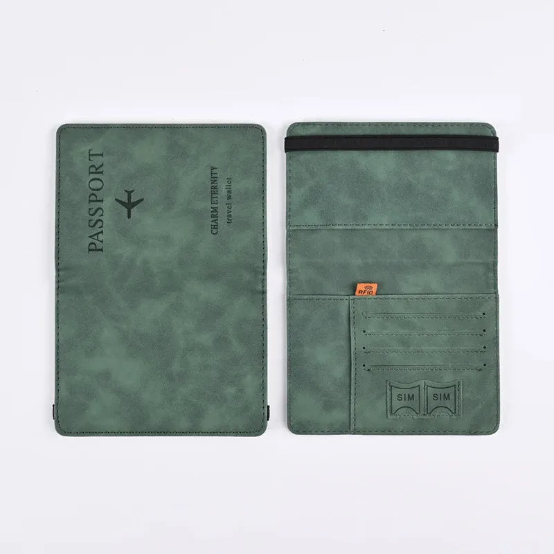 Men’s PU Leather Travel Wallet – RFID-Blocking Passport Holder with Card Slots