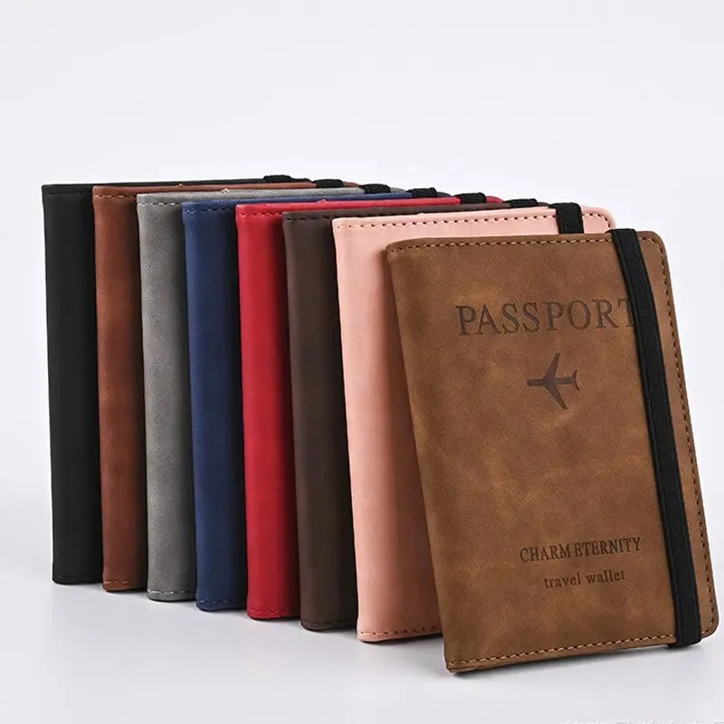 Men’s PU Leather Travel Wallet – RFID-Blocking Passport Holder with Card Slots