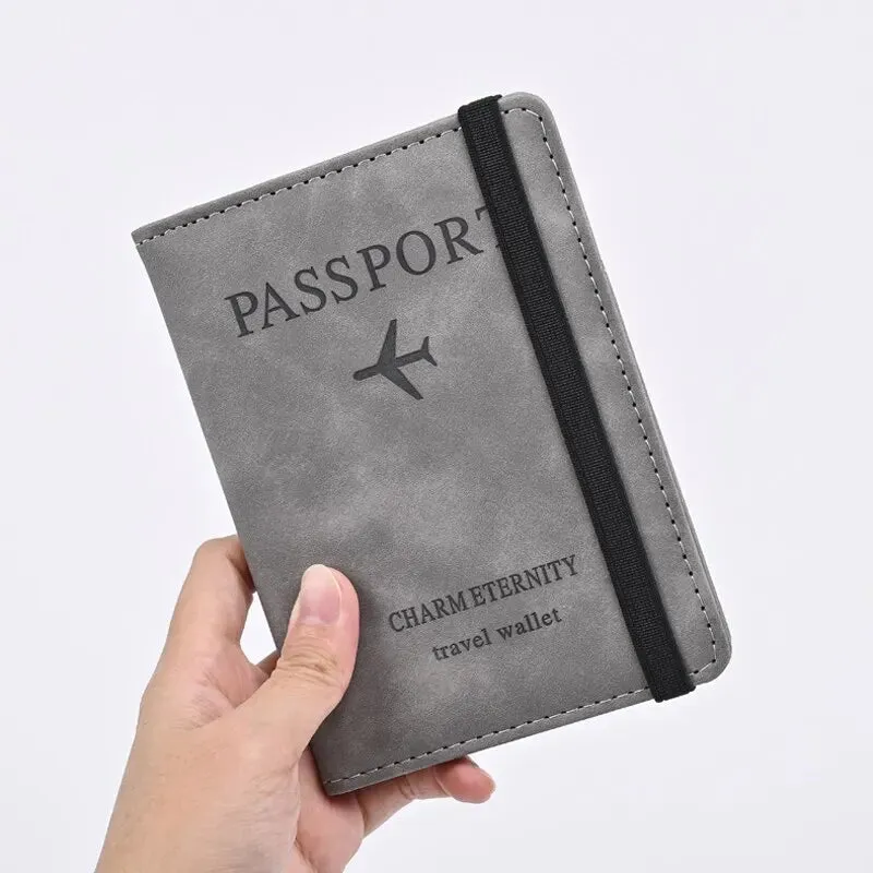 Men’s PU Leather Travel Wallet – RFID-Blocking Passport Holder with Card Slots