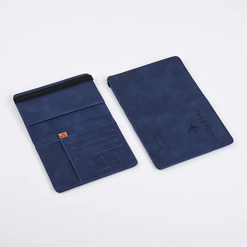 Men’s PU Leather Travel Wallet – RFID-Blocking Passport Holder with Card Slots