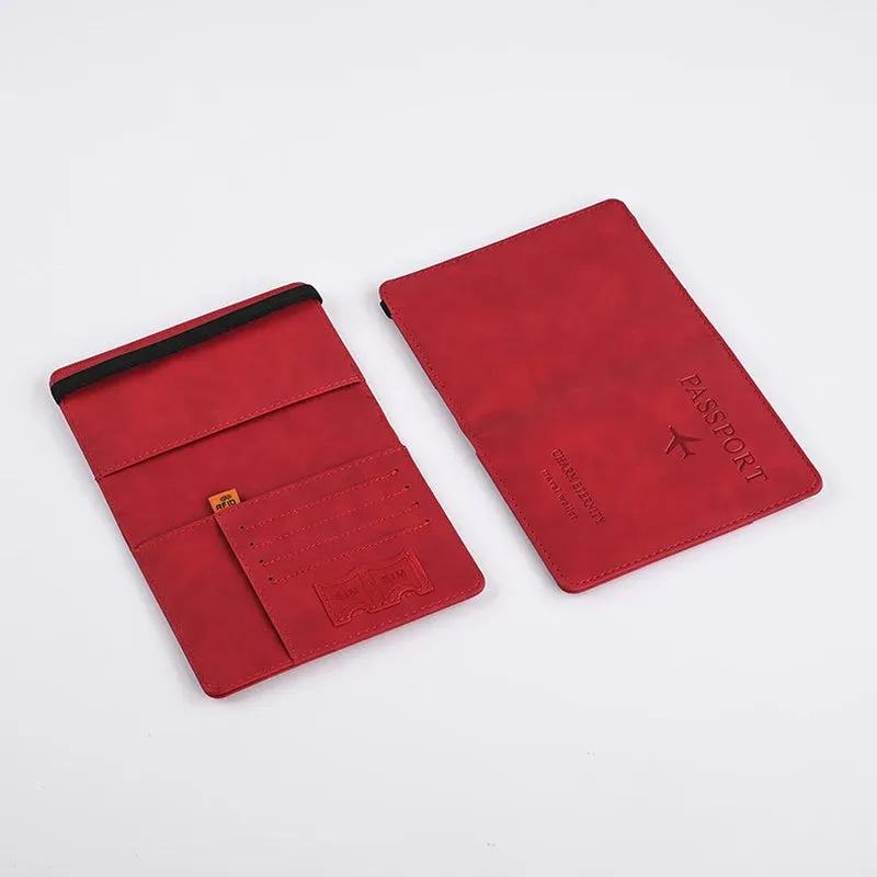 Men’s PU Leather Travel Wallet – RFID-Blocking Passport Holder with Card Slots