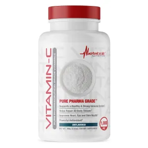 Metabolic Nutrition Vitamina C, 1000 mg, grado de farmacia puro, ácido ascórbico de alta absorción, 1
