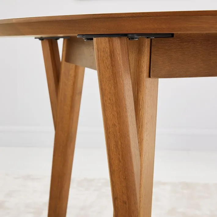 Mid Century Rounded Expandable Dining Table