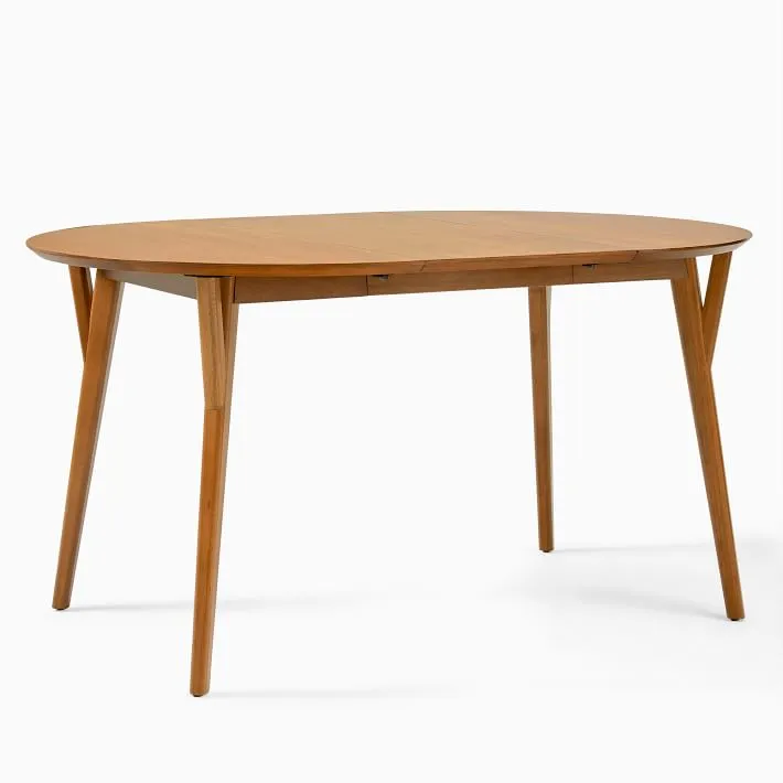 Mid Century Rounded Expandable Dining Table