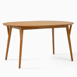 Mid Century Rounded Expandable Dining Table