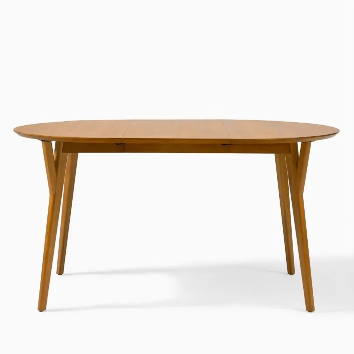 Mid Century Rounded Expandable Dining Table
