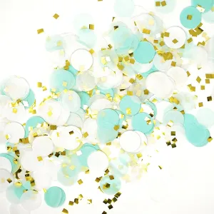 Mint White Gold Metallic Tissue Paper Shredded Circle Confetti Party Decoration