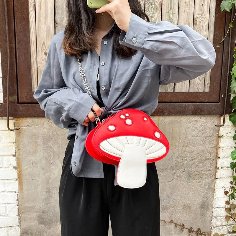 Mushroom Shaped Crossbody Handbag with Chain Strap