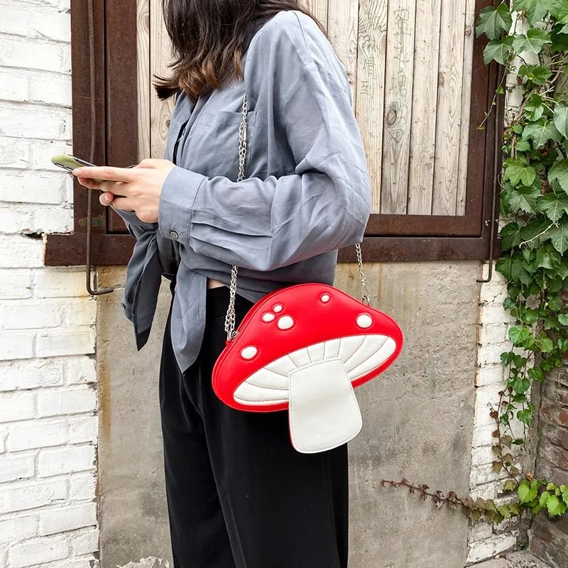 Mushroom Shaped Crossbody Handbag with Chain Strap