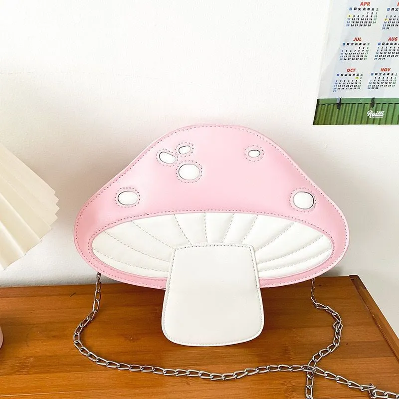 Mushroom Shaped Crossbody Handbag with Chain Strap