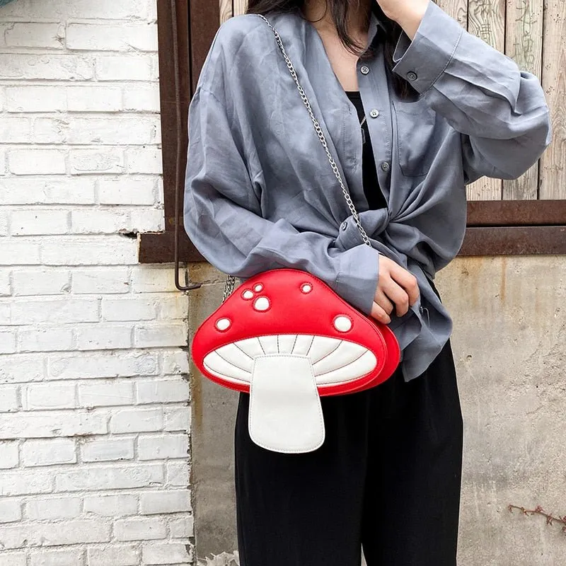 Mushroom Shaped Crossbody Handbag with Chain Strap