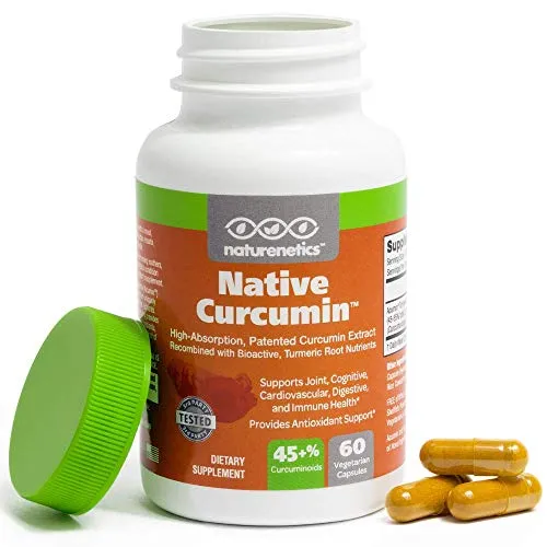 Native Curcumin – patentado alta absorción Curcumina combinada con Bioactivo Cúrcuma Nutrientes – 10 x mejor Absorción que estándar 95% Curcumina – 60 Cápsulas – Vegana – No OMG – sin gluten