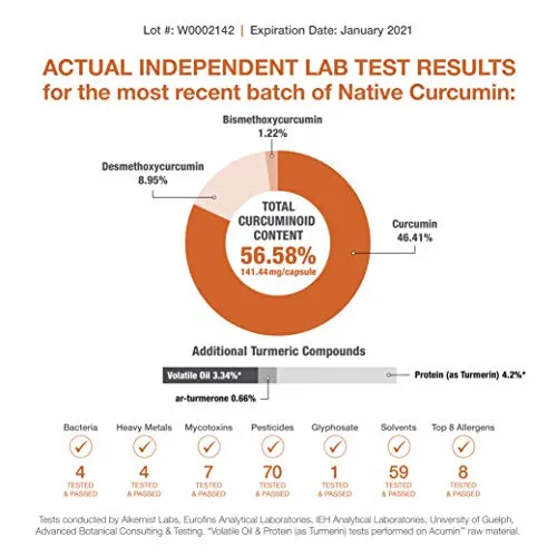 Native Curcumin – patentado alta absorción Curcumina combinada con Bioactivo Cúrcuma Nutrientes – 10 x mejor Absorción que estándar 95% Curcumina – 60 Cápsulas – Vegana – No OMG – sin gluten
