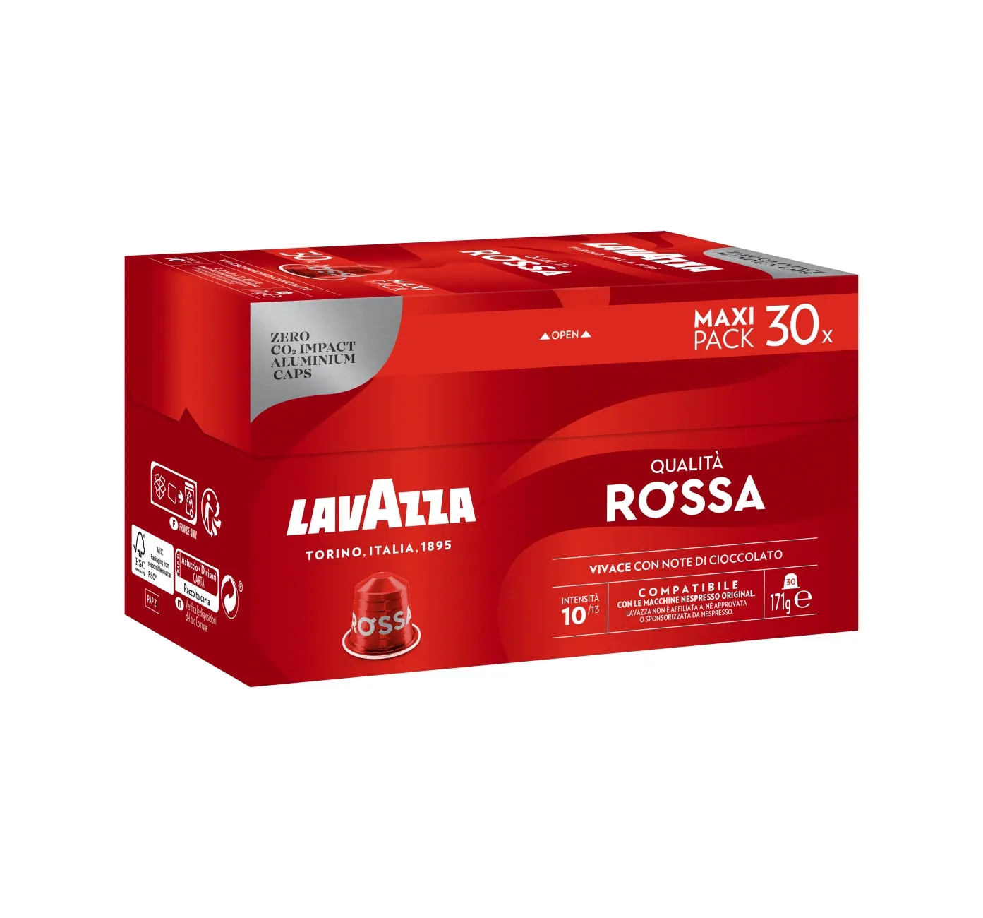 Nespresso Compatible Lavazza Qualita Rossa 30 Coffee Capsules