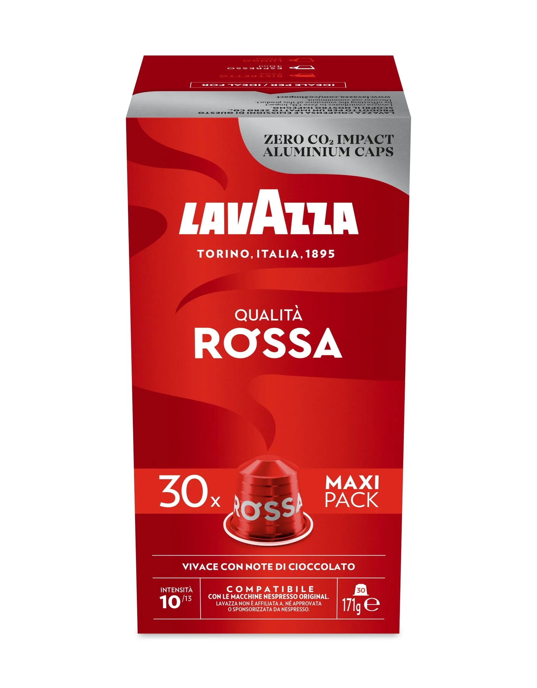 Nespresso Compatible Lavazza Qualita Rossa 30 Coffee Capsules