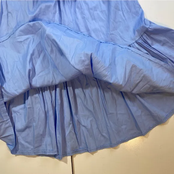 New Collection Light Blue Cotton Lightweight Extreme Ruffle Bardot Dress NWT M