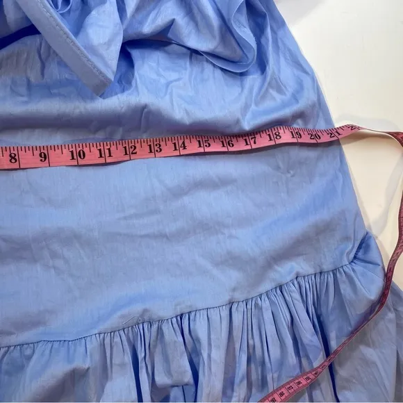 New Collection Light Blue Cotton Lightweight Extreme Ruffle Bardot Dress NWT M