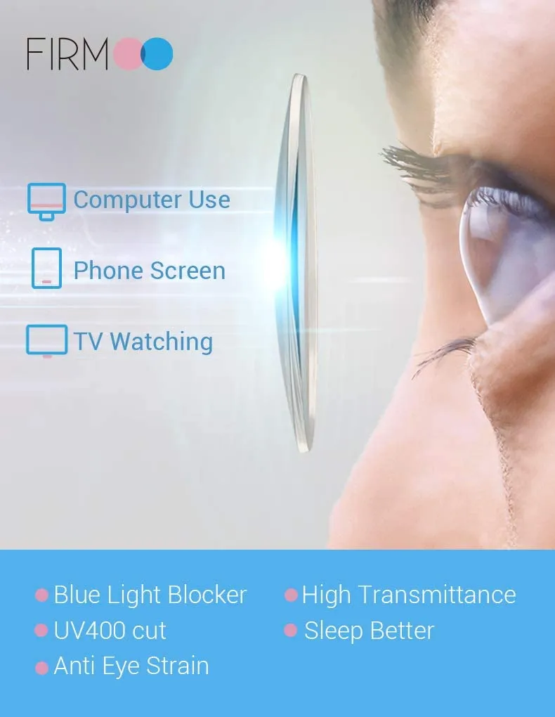 New in box! Firmoo Oversize Blue Light Blocking Glasses, Anti Glare Anti Eyestrain, Chic Round Computer Glasses for Women and Men(Black Frame)