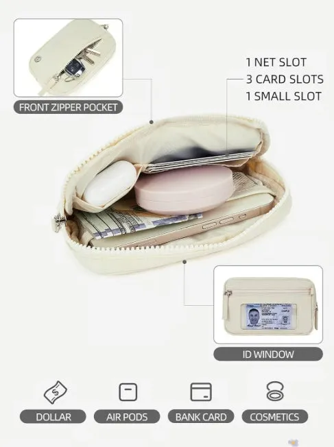 New Large Capacity Folded Grid Fits Phone Handbag Transparent PVC Window Pocket Wallet for Women