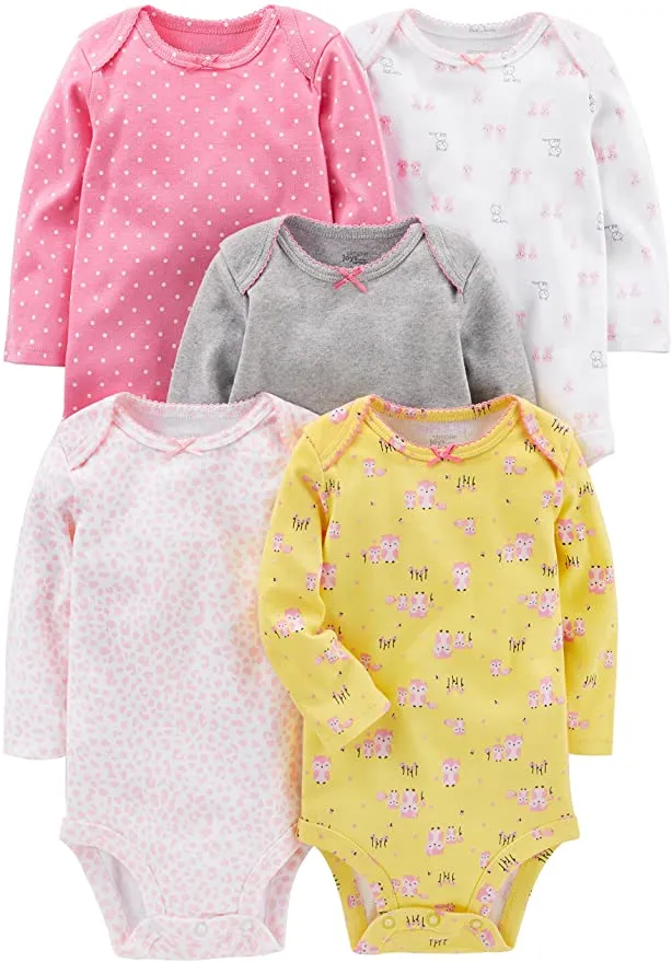 New Simple Joys by Carter's Baby-Girls 5-Pack Long-Sleeve Bodysuits, Sz Preemie!