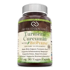 Nutri Essentials Turmeric Curcumin with BioPerine 755 mg 90 Veggie Capsules