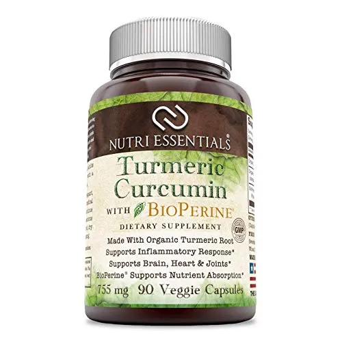 Nutri Essentials Turmeric Curcumin with BioPerine 755 mg 90 Veggie Capsules