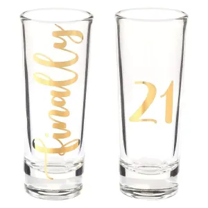 Nvelty Birthday Gift Finally 21 Sht Glasses Drinking Age Party Set