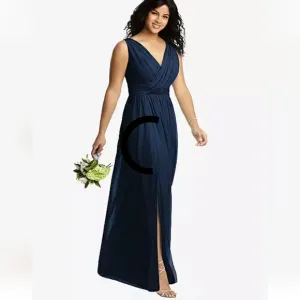 *NWT* Dessy Collection Vivian Diamond Sleeveless Draped Chiffon Maxi Dress